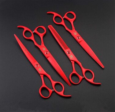 Набір професійних ножиць для грумінгу тварин Purple Dragon 7.0 дюймів (4 шт.) з преміум-сталі Японії. Прямі, вигнуті та розріджуючі леза. Ідеально для стрижки собак. У комплекті чохол.