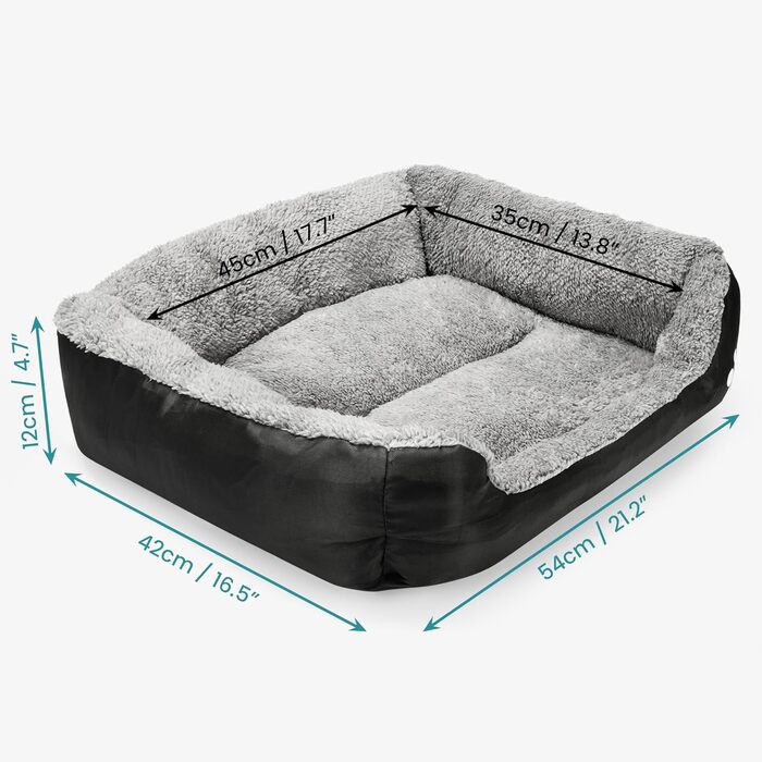 М'яке ліжко для собак та котів BELLE VOUS чорного кольору з антиковзною основою - водонепроникна піна з ефектом пам'яті для середніх та маленьких собак/котів, придатне для прання в пральній машині