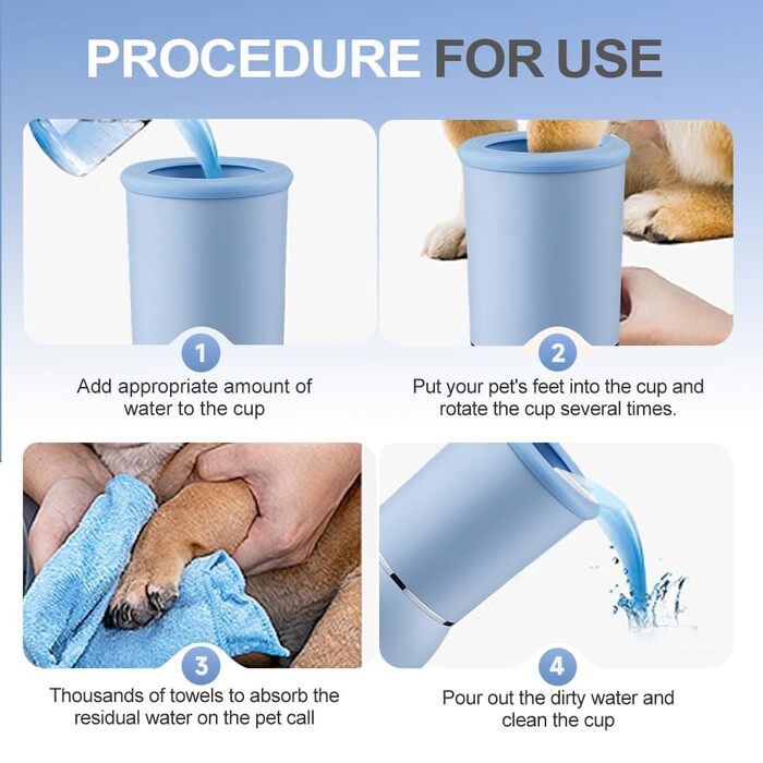 Електричний очищувач лап для собак, автоматичний, силіконовий, USB, 360° (білий)