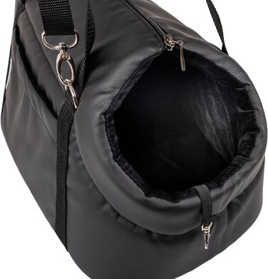 Сумка-переноска для собак та котів Boutique Zoo XL (до 15 кг) – велика, м'яка, складна та пральна – 52×35×39 см (розміри складена: 42x29x33 см) – чорний колір, штучна шкіра