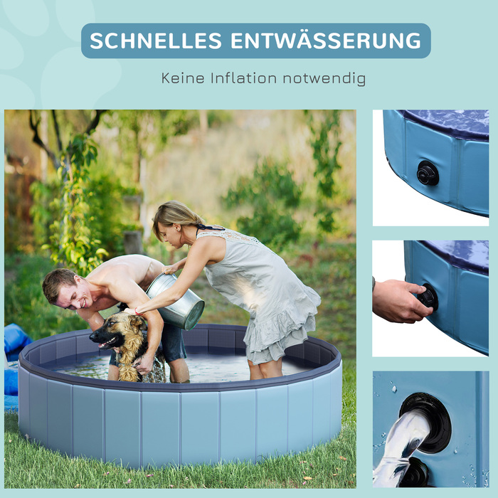 PawHut Dog Pool Великий басейн для собак Дитячий басейн ПВХ Wood Blue Ø140xH30 см ідеально підходить для літа