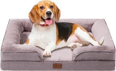 Ортопедичне ліжко для собак маленьких порід 75x60x19,8 см, з високощільним губчатим наповнювачем, для здорових суглобів, знімний водонепроникний чохол, зручне, неслизьке, хакі