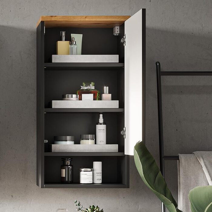 Шафа для ванної Vicco Eden, антрацит/дуб артісан, 40x77 см, меблі для ванної кімнати