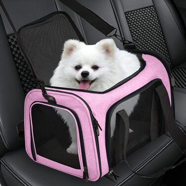 Транспортна переноска для котів та домашніх тварин, рожева. Зручна переноска для кошенят та маленьких собак, м'яка, дихаюча