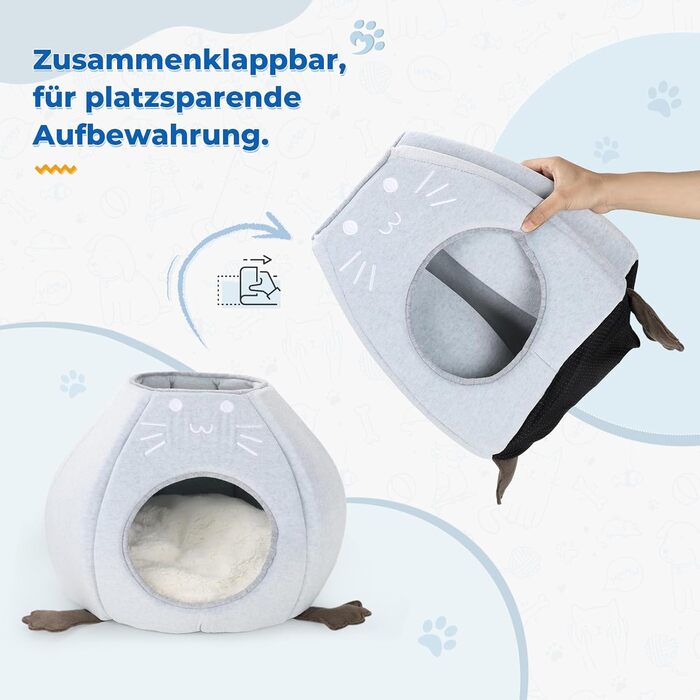 Кігтеточка-будиночок для котів, блакитна, розмір M, 40x40x35 см. Зручне ліжко з Sherpa подушкою, ідеально для дому.