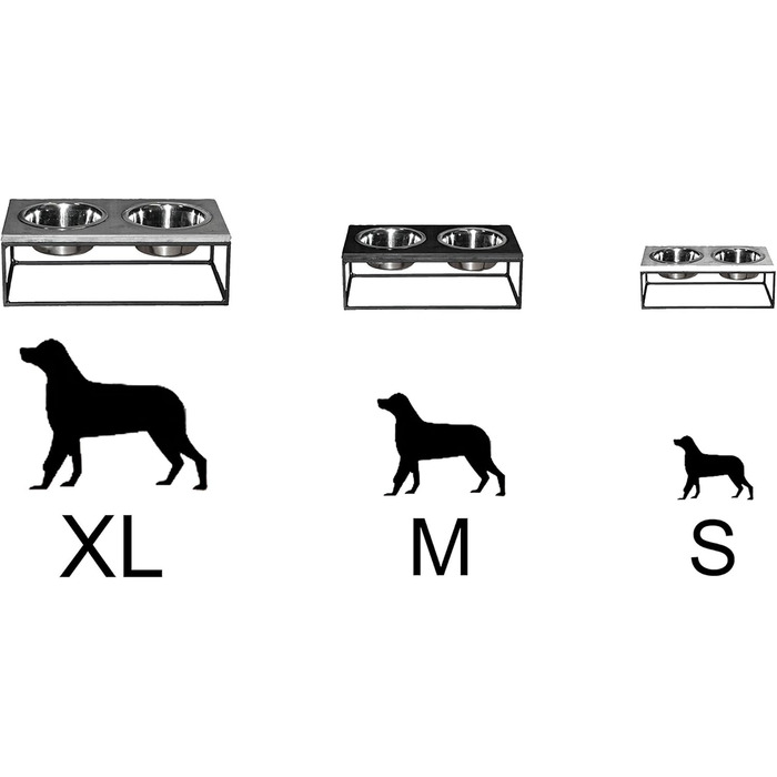 FEEDO - годівниця для собак з бетону, подвійний миска, аксесуари для собак (M, темно-сірий)