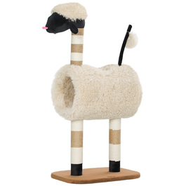 PawHut Cat Tree 98 см Cat Tree з кігтеточкою, тунель, ігровий м'яч, кігтеточка для кішок в дизайні Sheep, для кішок до 5 кг, світло-коричнева | Аосом