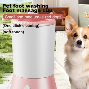 Автоматичний мийка лап для собак, USB-зарядка, м'який силікон, портативний білий/рожевий