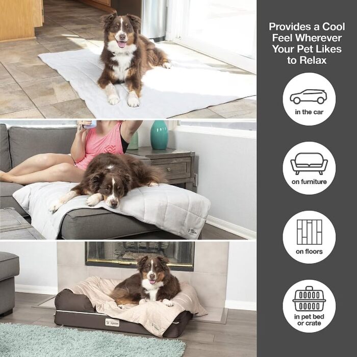 PetFusion охолоджуюча ковдра для котів і собак, легка, машинне прання, різні розміри та кольори, сіра і коричнева, розмір Small (69x79 см)