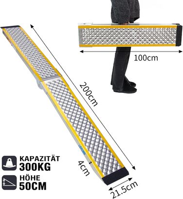 Рампа для підйому LIEKUMM, 180 см, 300 кг, алюміній, складна, протиковзка. Підходить для мотоцикла, ATV, велосипеда, авто.