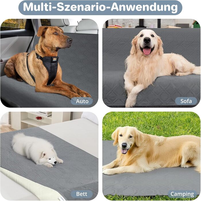 Водонепроникний килимок для собак Luvore з протиковзкими крапками, захист для дивану, ліжка, авто. Міцний килимок для котів, можна прати в машині. 137x208 см