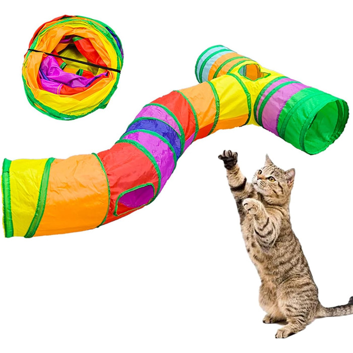 Туннель для котів Durdiiy S-подібний, розкладний, ігровий комплекс, лабіринт, для кошенят та дорослих котів, для дому та вулиці