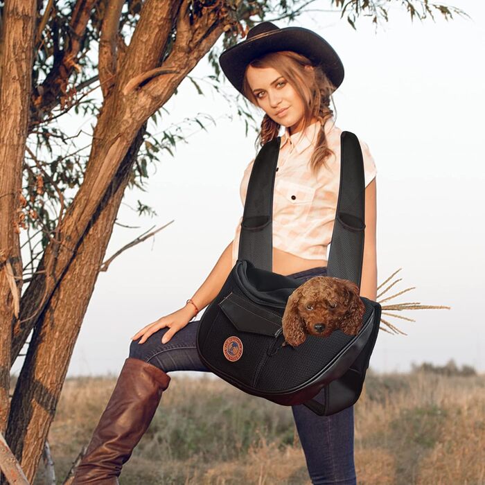 PETCUTE Сумка-переноска для собак, для маленьких собак, переноска для цуценят, дихаюча сітка, транспортна сумка, 9 кг (Чорний)