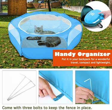 Клітка-манеж для дрібних тварин VavoPaw, 190T поліестер, дихаюча сітка, блискавка, вологостійка, для кошенят, цуценят, кроликів, хом'яків (Темно-синій)