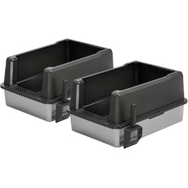 Набір з 2 котячих туалетів XXL з нержавіючою сталлю та бортиком 71 x 50,5 x 35 см сіро-срібного кольору, включаючи лопатку