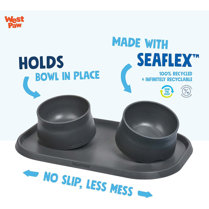 Еко-підставка для мисок Seaflex Doggie для собак і котів, проти розсипання їжі, з високими бортиками, колір морський туман