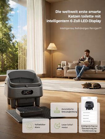 Автоматичний самоочисний лоток для котів з керуванням через додаток, Smart LED-дисплеєм 6