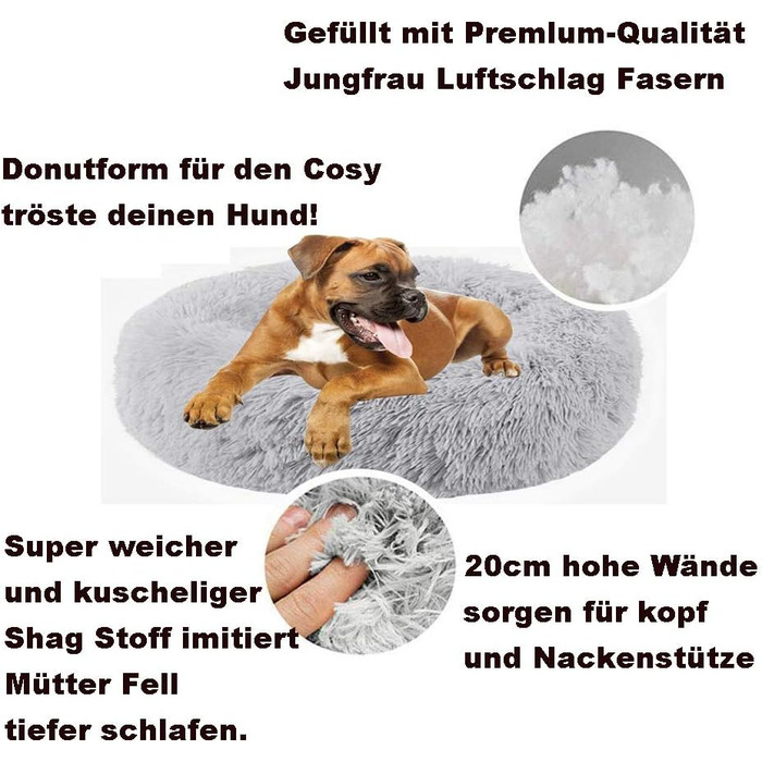 Кругле ліжко для собак та котів WSGJHB Deluxe, 80 см, бежеве, самонагріваюче, м'яке та дихаюче