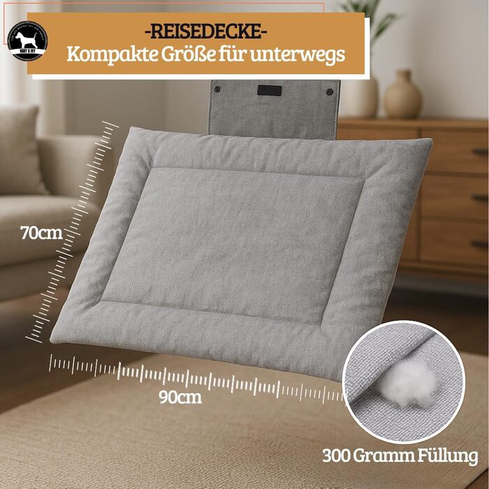 Лежанка для собак Abby & Ivy 90x70 см - складана, миюча, для подорожей та авто. Лежанка для маленьких та середніх собак, з неслизьким покриттям