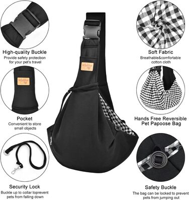 Сумка-переноска для собак Vrbabies, для маленьких собак та інших домашніх тварин до 5 кг, регульована, чорна