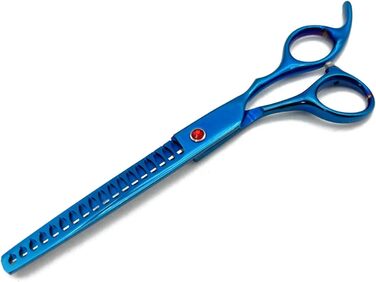 Професійна ножиці для грумінгу собак, 21 см, блакитні: для стрижки та розрідження шерсті