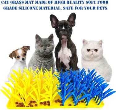 Килимок-іграшка для котів та собак VirgoCCY з силікону, килимок для нюхання, повільний миска, інтерактивний килимок для собак та котів, навчання носом (блакитний та жовтий, один розмір)