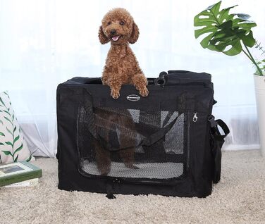 Клітка для собак Feandrea, XL, 81 x 58 x 58 см, чорна, з металевим каркасом та зручними ручками