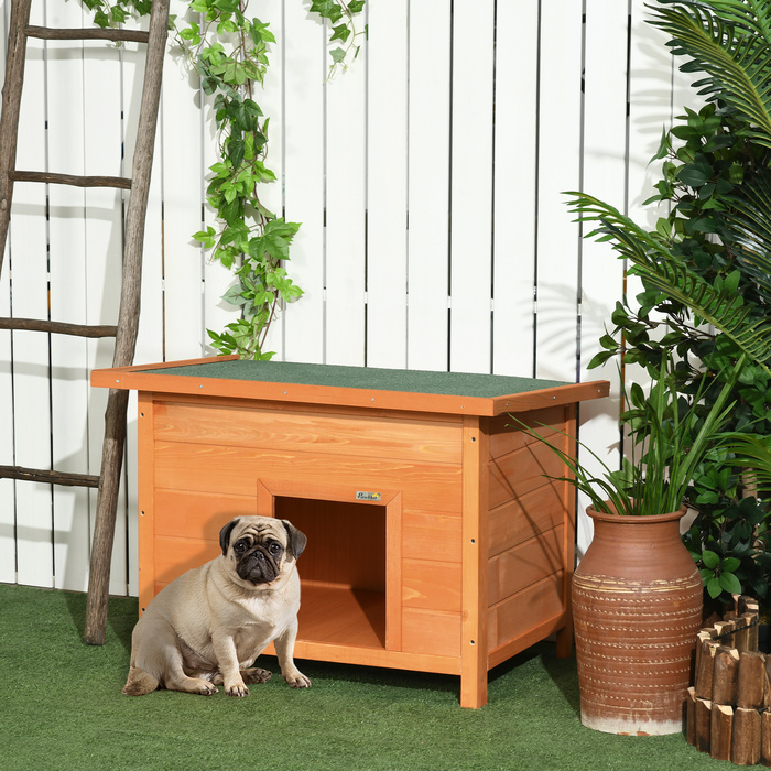 PawHut Dog Kennel Затишна собача печера з ялинового дерева з дахом, ідеально підходить для собак і кішок, 82x58x58 см | Aosom