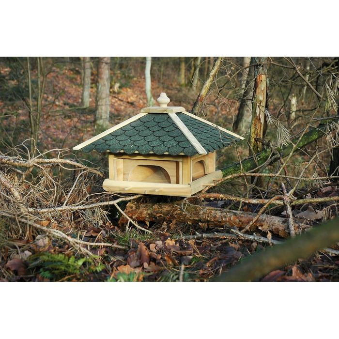 Велика дерев'яна годівниця для птахів XXL з 4 висувними лотками Luxus-Vogelhaus 98700e з сосни для саду та балкона