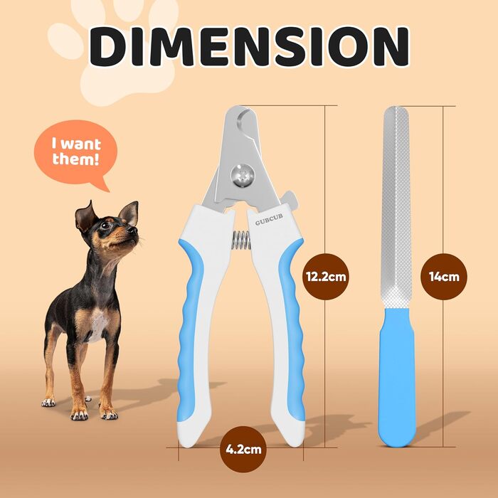 Гребінець та кусачки для собак, високоякісні, з захистом та пилочкою для нігтів, аксесуари для догляду за собаками, підходять для котів, кроликів та морських свинок, блакитні
