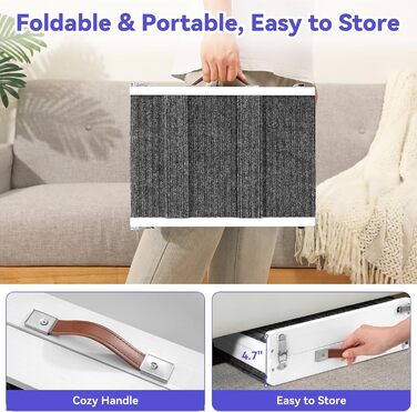 Рампа для собак Pawaboo, дерев'яна сходинка для домашніх тварин, 4 регульовані висоти (13,6'-21'), для маленьких собак та котів, з антиковзним покриттям, (80x30 см, білий)