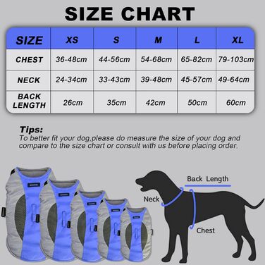 Підкладкова регульована куртка для собак, обігріваюча жилетка для собак з LED-підсвічуванням, зручна та вітронепроникна куртка для маленьких та середніх собак (XL, Синій та Сірий) XL Синій та Сірий