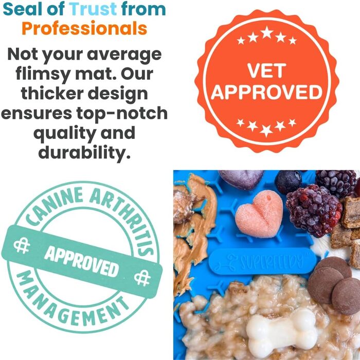 Килимок для собак Marley Reversible Lick Mat: силікон, повільне годування, антиковзаюча поверхня, блакитний колір