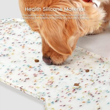 Килимок для годування собак та котів, силіконовий, з підвищеним бортиком, неслизький, водонепроникний, для цуценят та кошенят, підходить для собак та котів середніх розмірів, білий, 65х33 см