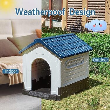 Кізочок для собак Lanco - вольєр для маленьких собак, внутрішній та зовнішній, 68x55x66 см, блакитний та білий