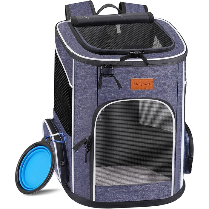 Рюкзак для кота Morpilot, рюкзак для собаки, складаний рюкзак для домашніх тварин з прозорим вікном, дихаючий та легкий, блакитний, 33L, 33 x 28 x 42 см