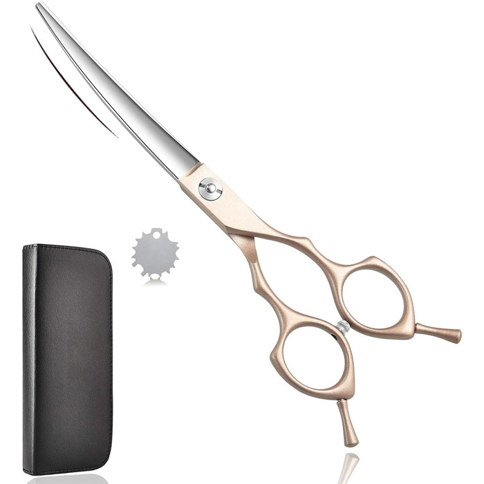 Професійна вигнута ножиця для собак 7 дюймів - ножиці для грумінгу з ергономічною ручкою, регульованим гвинтом, для собак, котів та інших тварин
