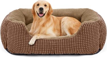 Ліжко для собак середніх порід FURTIME, кошик для собак, миється, пухнасте, з антиковзаючою поверхнею, ліжко для собак та котів, 63x53x20 см (XL 89x63x23 см, коричневе)