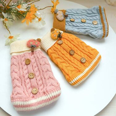 Теплий зимовий пуловер для собак Doubleer: стильний та зручний, рожевий, блакитний, жовтий