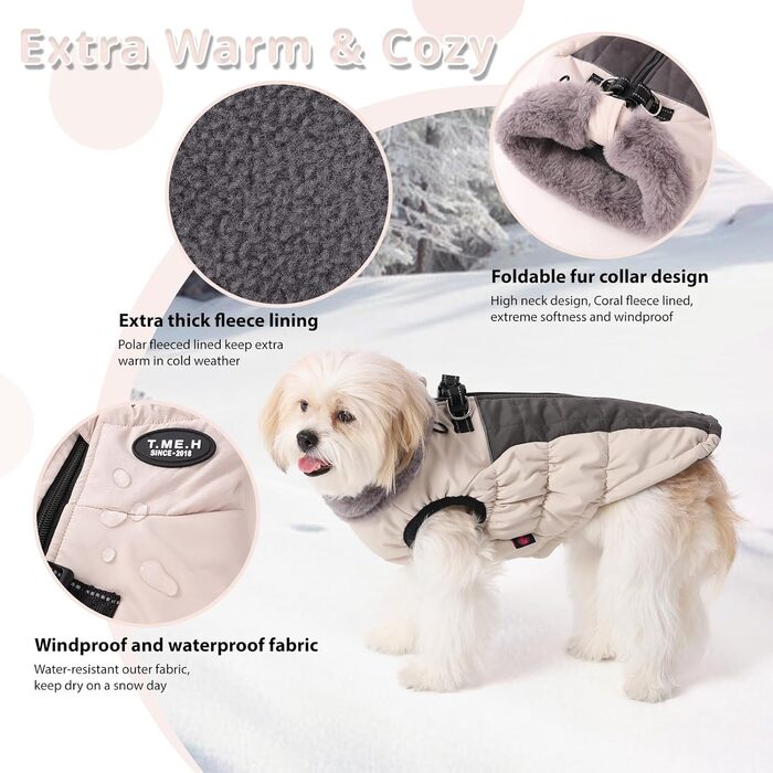 Зимова куртка для собак Poseca: тепла, водонепроникна, світловідбиваюча, еластична. Підходить для великих собак (XS - XXX-Large)