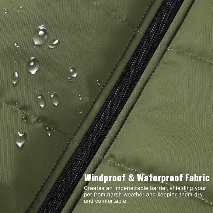 Зимова куртка для собак Poeca: вітро- та водовідштовхувальна, 2-в-1, тепла, для цуценят, зелена (M)