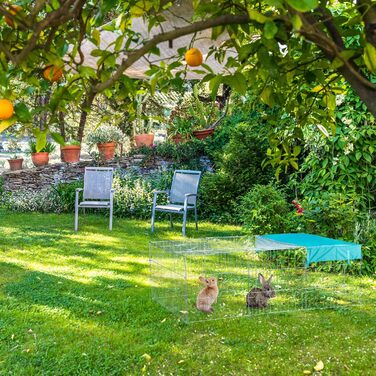 Вольєр для кроликів Relaxdays L з кришкою та сонцезахистом, великий оцинкований вигул для вулиці, 60x116x175 см