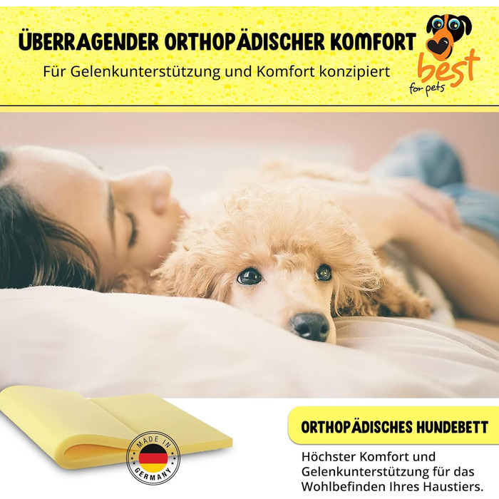 Ортопедичний лежак для собак | Лежак для собак з ефектом пам'яті | Лежак для собак з ефектом пам'яті, знімний, миючий | 45x55x4 см