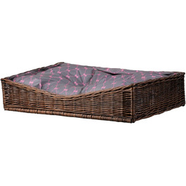Корзина для собак та котів з плетеної лози, лежанка, 80x50 см, коричнево-сіра