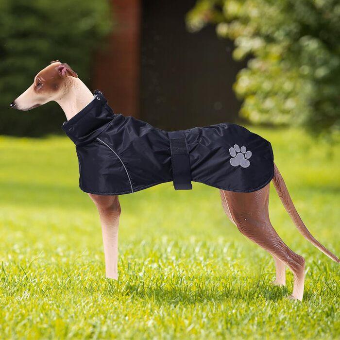 Дощовик для породистих собак Віндхаунд, теплий, чорний, XL/XXL (довжина спини 66-74 см)