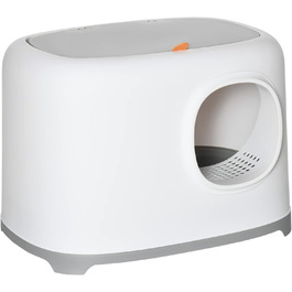 Туалет для котів PawHut з кришкою, пластиковий, білий, до 5 кг, 55x40x39 см