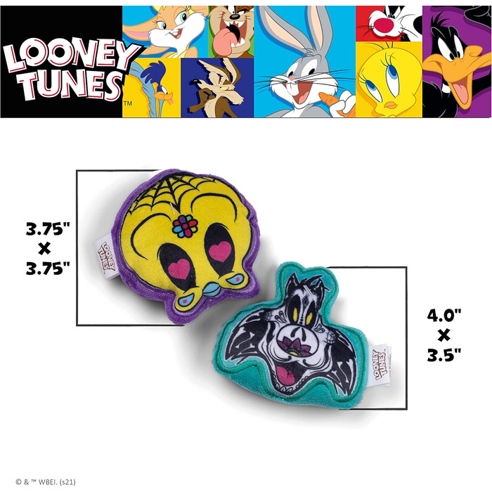 Іграшки для собак Looney Tunes на Гелловін Сильвестр і Твіті, 2 шт. | М'які пищалки для маленьких собак