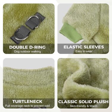 Піжама для собак, теплий зимовий светр, м'який велюр, для цуценят та собак середніх розмірів, котів, великих, зелений