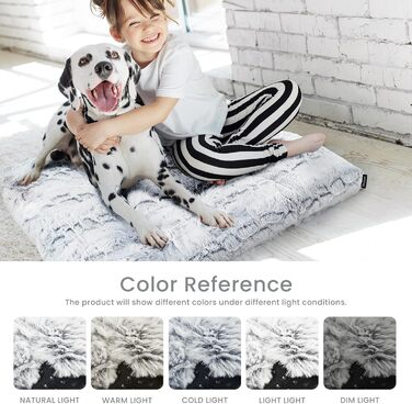 Делюкс лежанка для собак маленьких порід, м'яка підстилка в клітку, товста лежанка для собак, пухнаста килимок для домашніх тварин, 76.2 x 55.9 x 7.6 см, Сірий, Medium