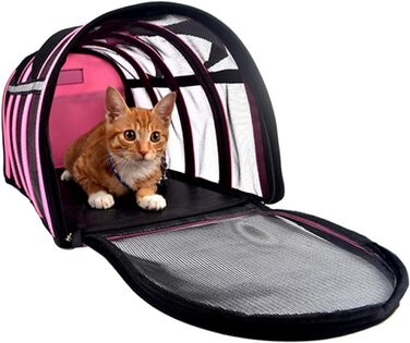 Транспортна сумка для тварин ITODA: переноска для собак та котів, рожева, L (35x23x21 см)